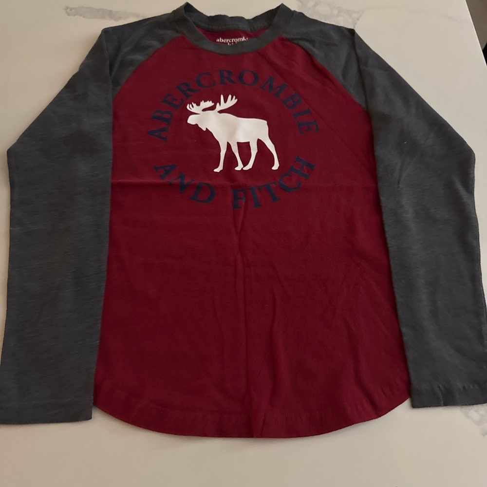 abercrombie kids Maroon & Gray Moose Graphic Raglan Long Sleeve Tee
